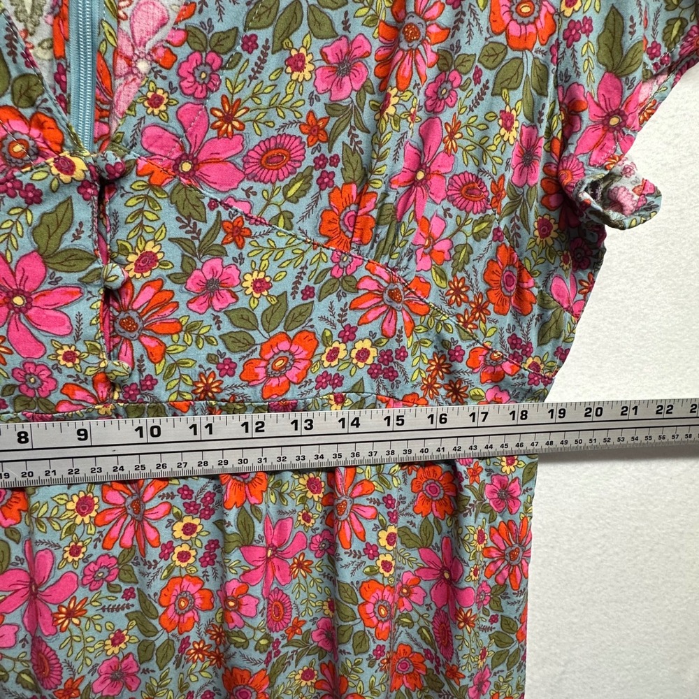 Natural Life Evangeline Maxi Dress Women XL Floral Boho Tiered V-Neck Pockets - Picture 12 of 13